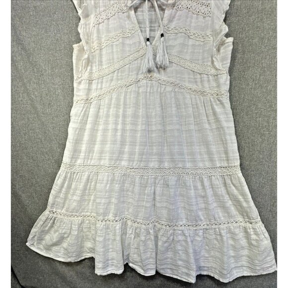 Knox Rose Womens Sundress Size M White Tiered Boho Cotton Coastal Short Shift - Picture 3 of 16